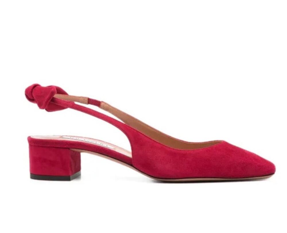 Aquazzura 35mm Very Bow Tie Sling Back Pumps Size 36.5 - Color Lipstick